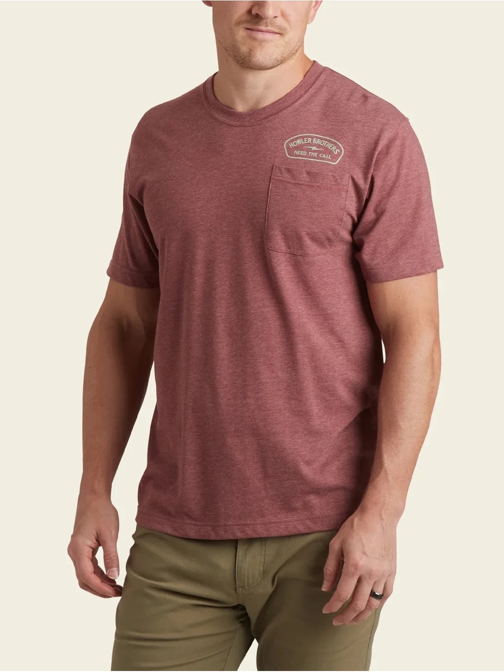 Howler Brothers Lightning Badge Pocket T-Shirt | Burgundy | Small